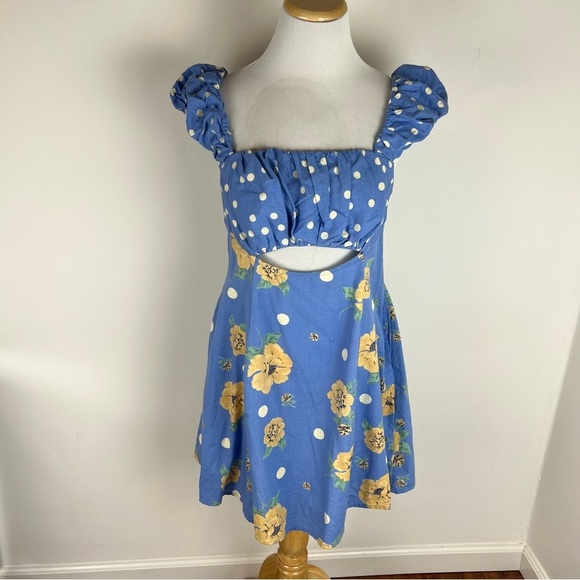 NWT FREE PEOPLE Bom Bom Island Mini Dress Blue Size M - Picture 2 of 6